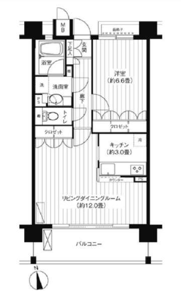 港区港南のマンションの間取り