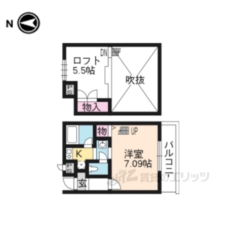 京都市左京区静市市原町のマンションの間取り