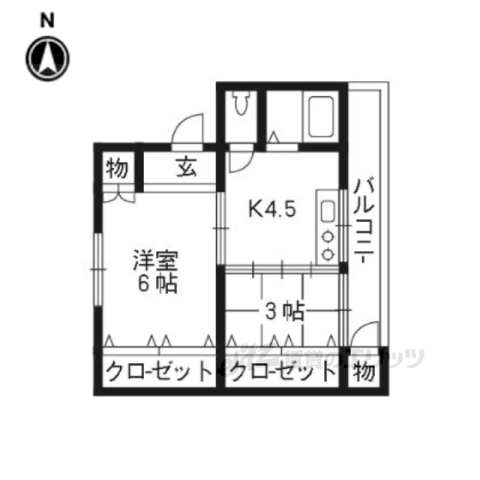 長岡京市一文橋のマンションの間取り