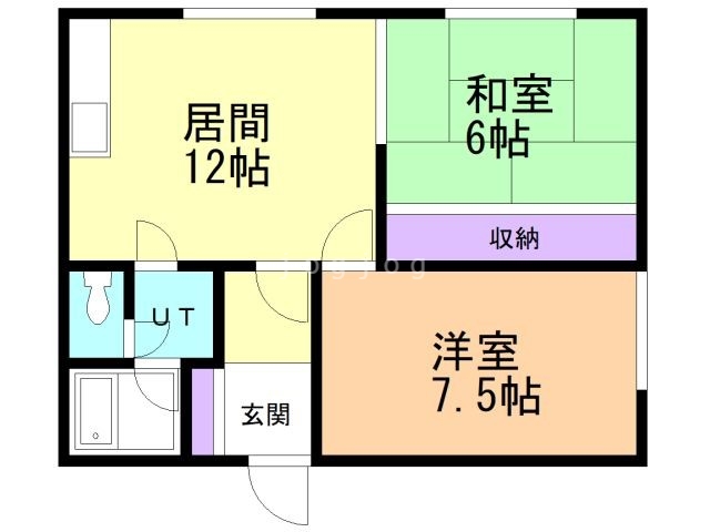 石狩市花川南七条のアパートの間取り