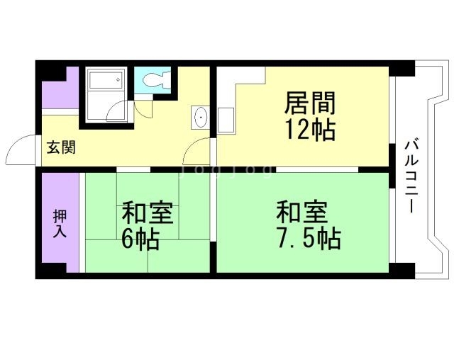 札幌市西区西野二条のマンションの間取り