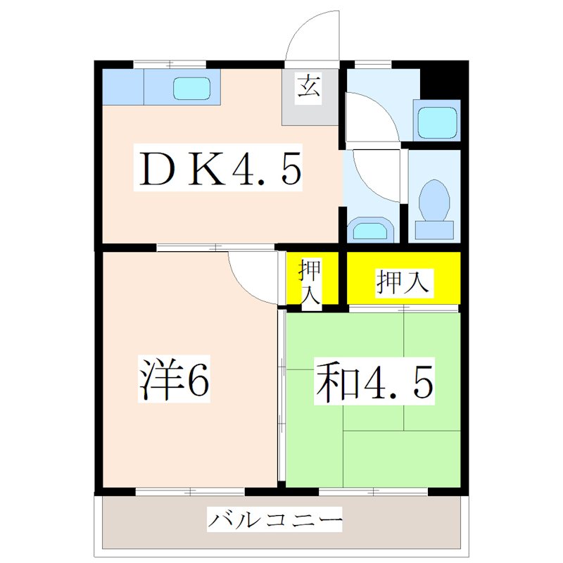 鹿児島市東谷山のマンションの間取り