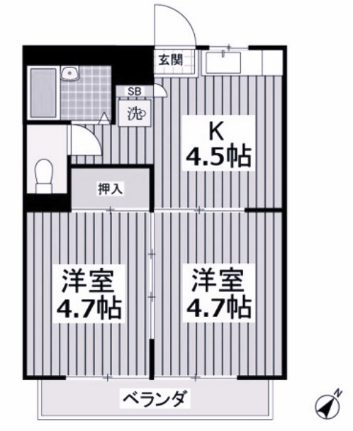 行田市忍のアパートの間取り