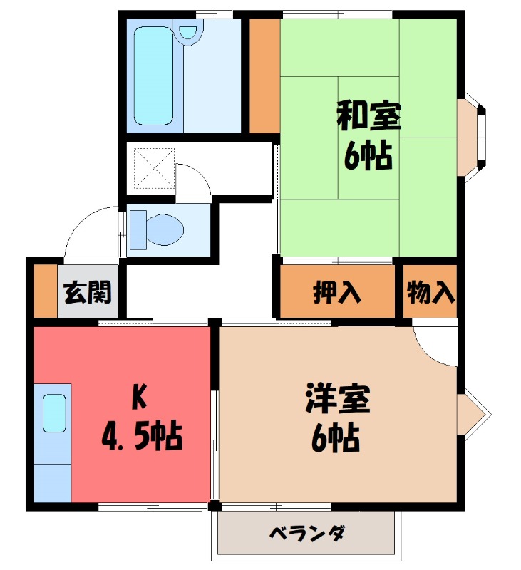 筑西市女方のアパートの間取り