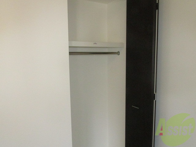 収納　ハンガーパイプ付で洋服の収納も楽々です。２段式で収納便利