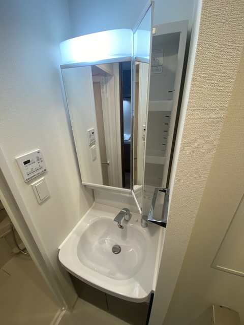 洗面設備　準備が捗る独立タイプ。