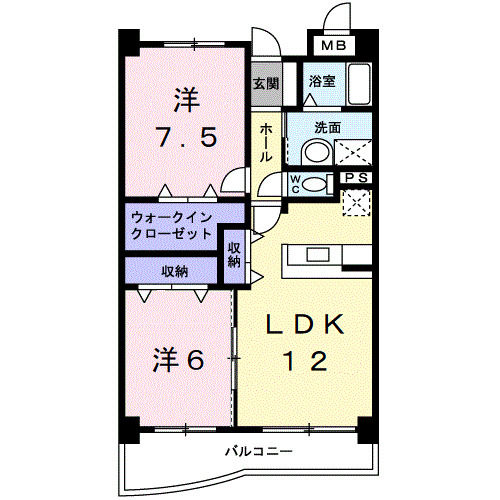 ＪＲ紀勢本線 紀三井寺駅 徒歩10分 6階建 築25年の間取り写真