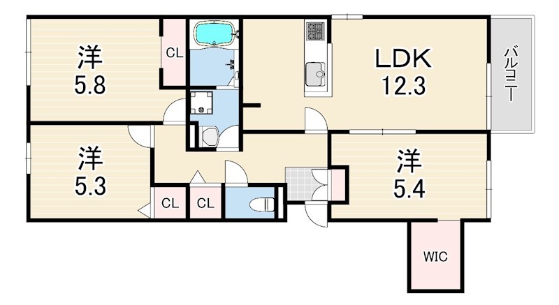 尼崎市東園田町3丁目共同住宅の間取り写真