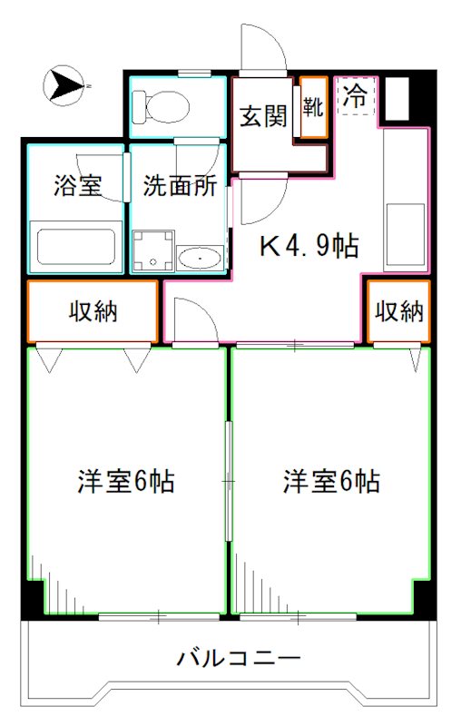 都営大江戸線 中野坂上駅 徒歩4分 10階建 築41年の間取り写真