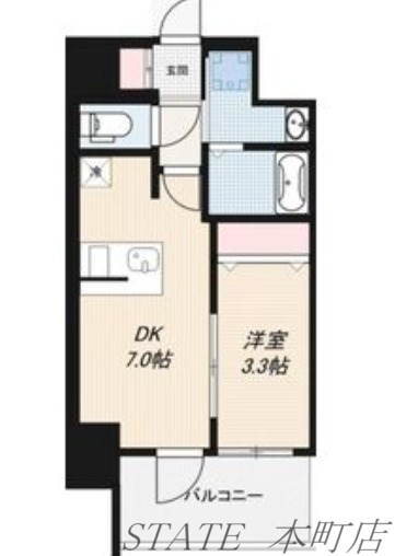 地下鉄千日前線 鶴橋駅 徒歩3分 15階建 築7年の間取り写真