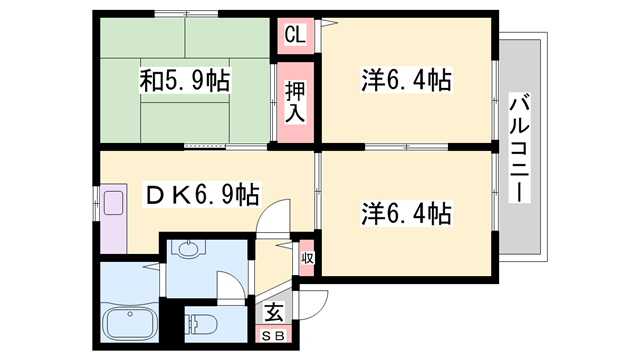 はぎハイツ上中の間取り