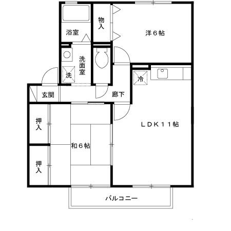 サニーハイツ学園中の間取り