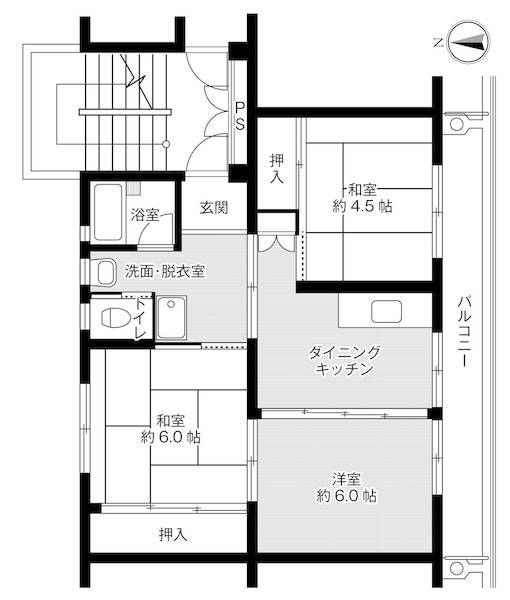 小松市下粟津町のマンションの間取り