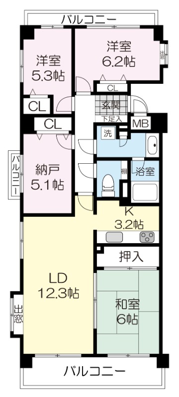 上杉五丁目シティハウスＵ 401の間取り