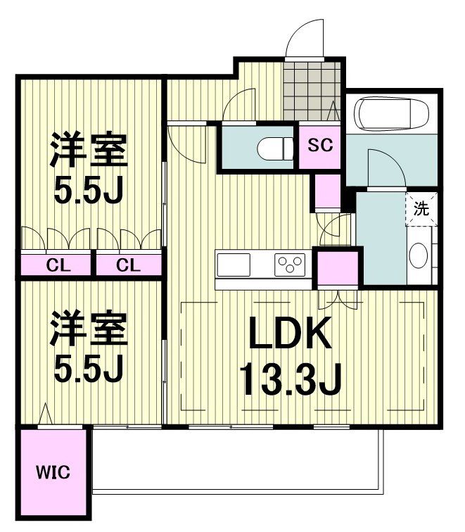 川崎市中原区苅宿のアパートの間取り