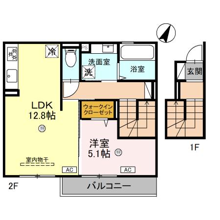 姫路市大津区北天満町のアパートの間取り