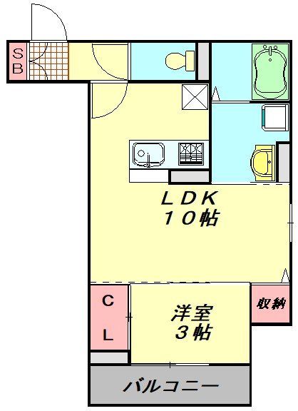 越谷市蒲生茜町のアパートの間取り