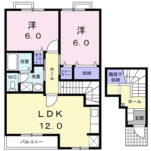 福島市松川町美郷のアパートの間取り