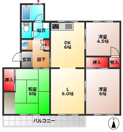 公社清和台住宅14号棟の間取り