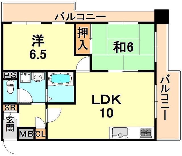 神戸市灘区稗原町のマンションの間取り