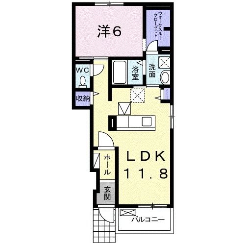 【久留米市北野町十郎丸のアパートの間取り】