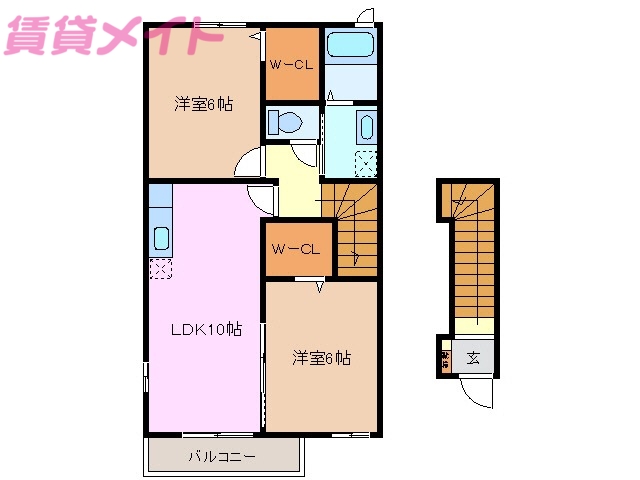 いなべ市大安町石榑下のアパートの間取り