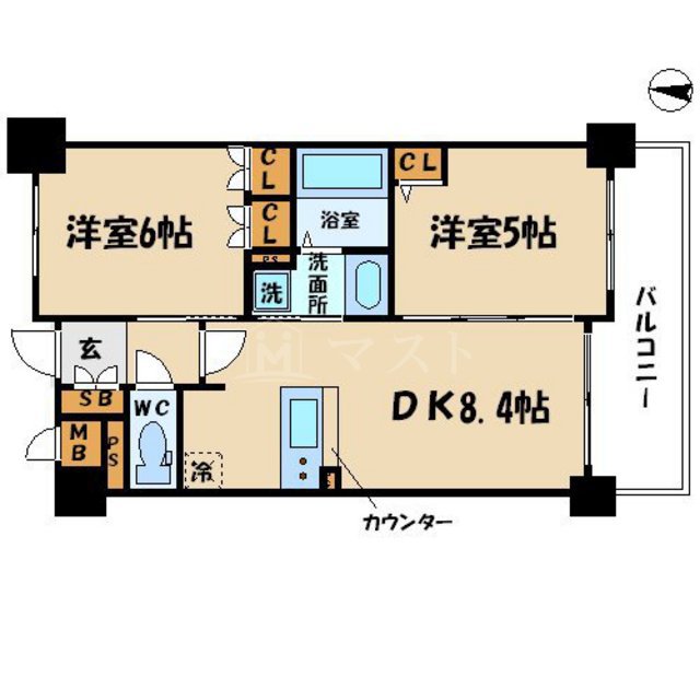 大阪市中央区糸屋町のマンションの間取り