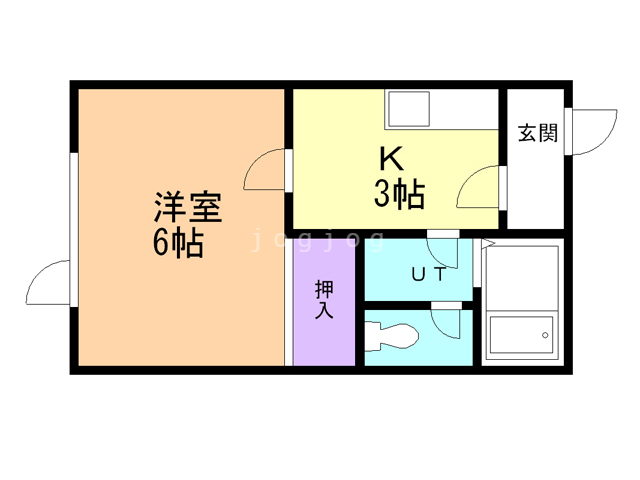 釧路市芦野のアパートの間取り