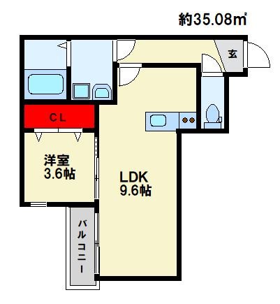 春日市松ヶ丘のアパートの間取り