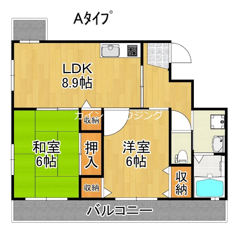 大阪市住之江区西住之江のマンションの間取り