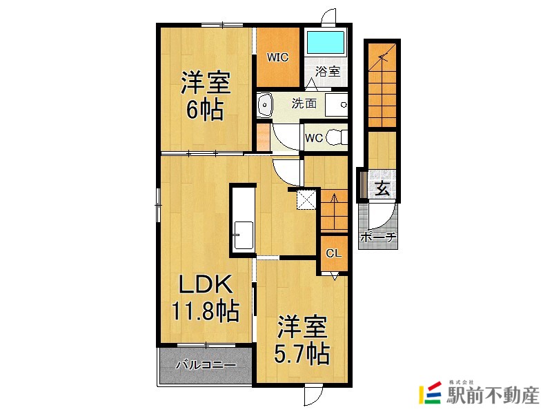 朝倉郡筑前町原地蔵のアパートの間取り