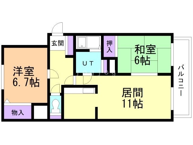 札幌市西区八軒三条西のマンションの間取り