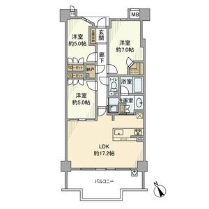 名古屋市名東区社台のマンションの間取り