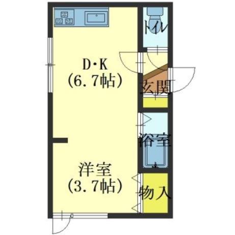 函館市亀田港町のアパートの間取り