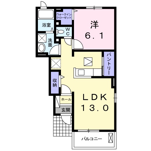 西尾市一色町前野のアパートの間取り