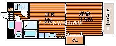 岡山市北区奥田本町のマンションの間取り