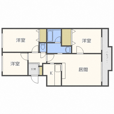 札幌市東区東苗穂三条のマンションの間取り