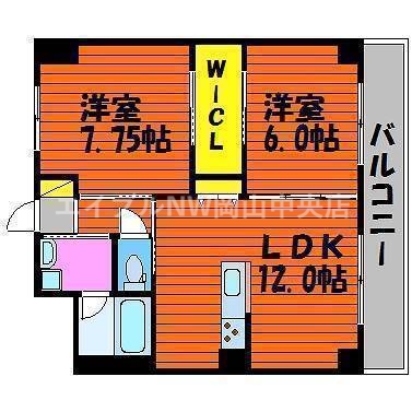 岡山市北区一宮のマンションの間取り