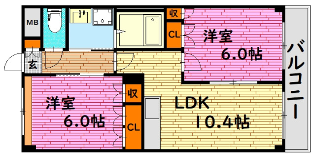 三次市東酒屋町のマンションの間取り