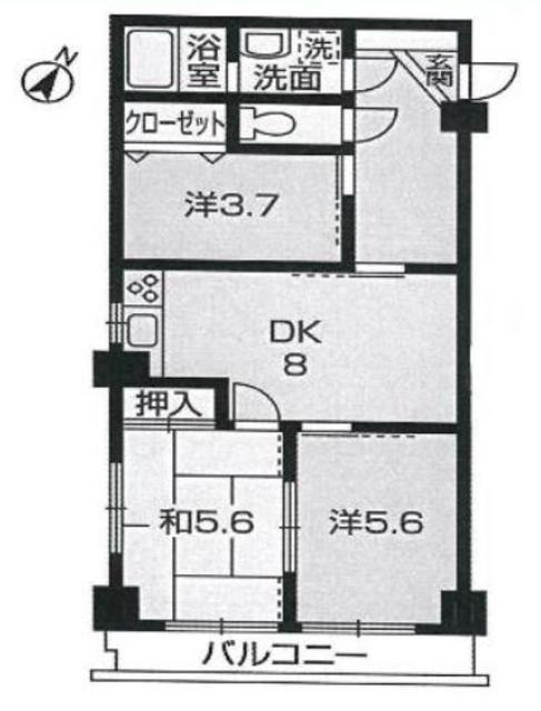 相模原市中央区横山台のマンションの間取り