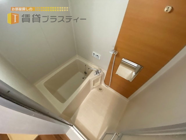 バス・シャワールーム　ナチュラルウッドのアクセント。