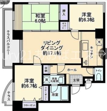 富山地鉄不二越上滝 南富山駅 バス乗車時間：22分 最寄りバス停で下車 徒歩9分 11階建 築32年の間取り写真