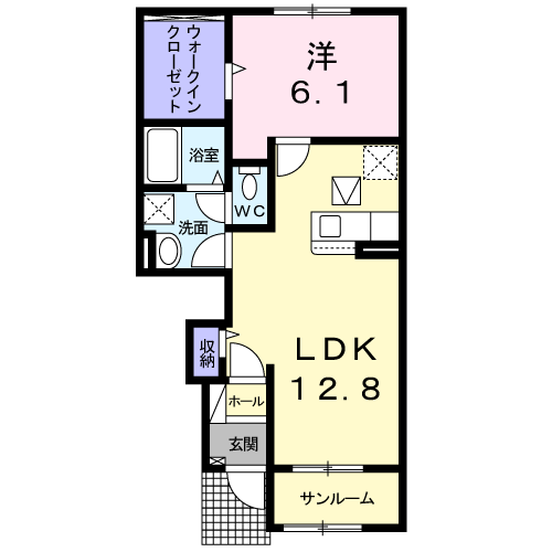 八街市ほ 2023年築 1LDK ペット飼育可の間取り写真