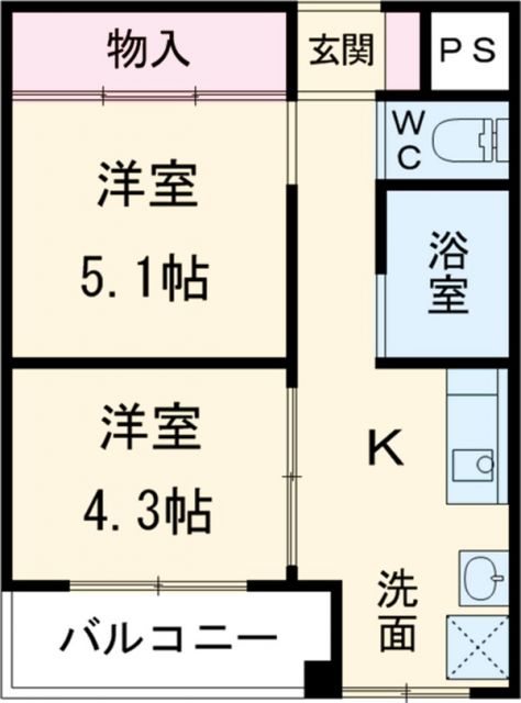 沼津市新宿町のマンションの間取り