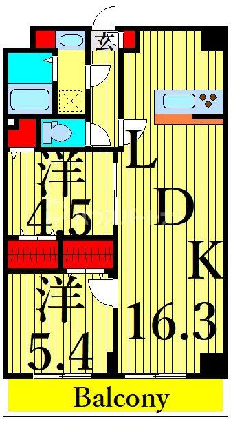 荒川区東尾久のマンションの間取り