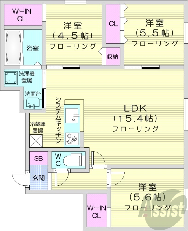 GLASSMAREHACHIKENの間取り