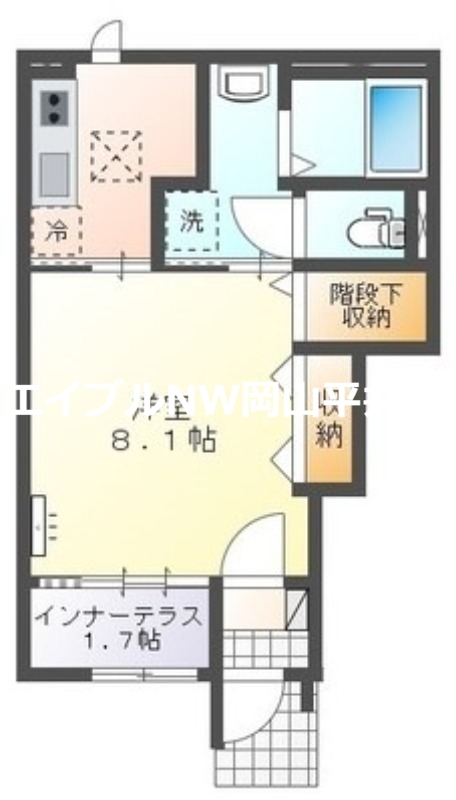 岡山市東区西大寺松崎のアパートの間取り