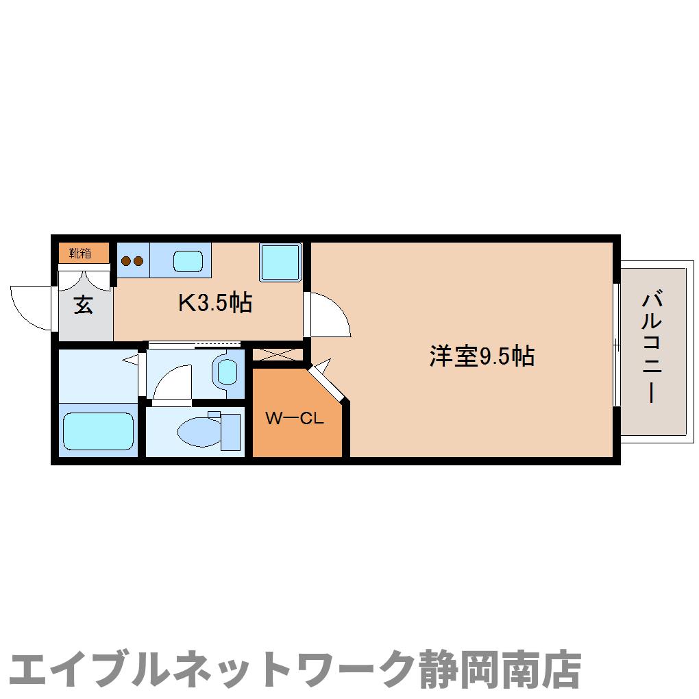 静岡市駿河区小鹿のアパートの間取り