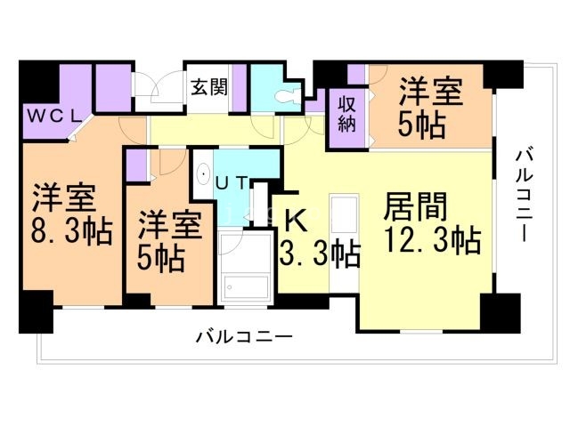 札幌市北区北三十三条西のマンションの間取り