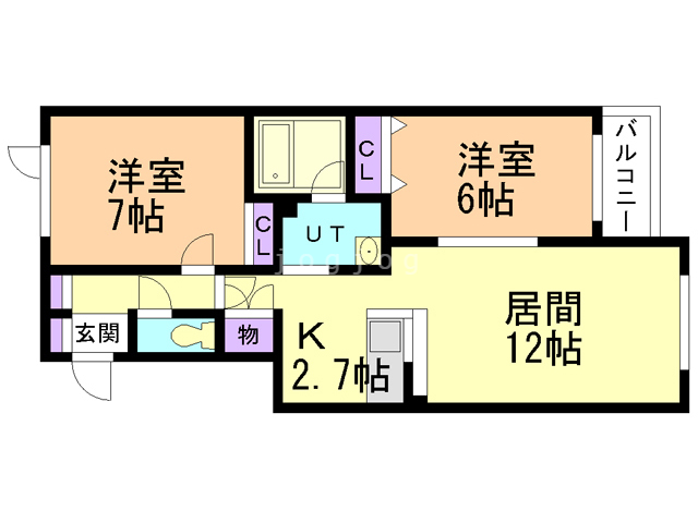 【札幌市北区屯田十条のアパートの間取り】